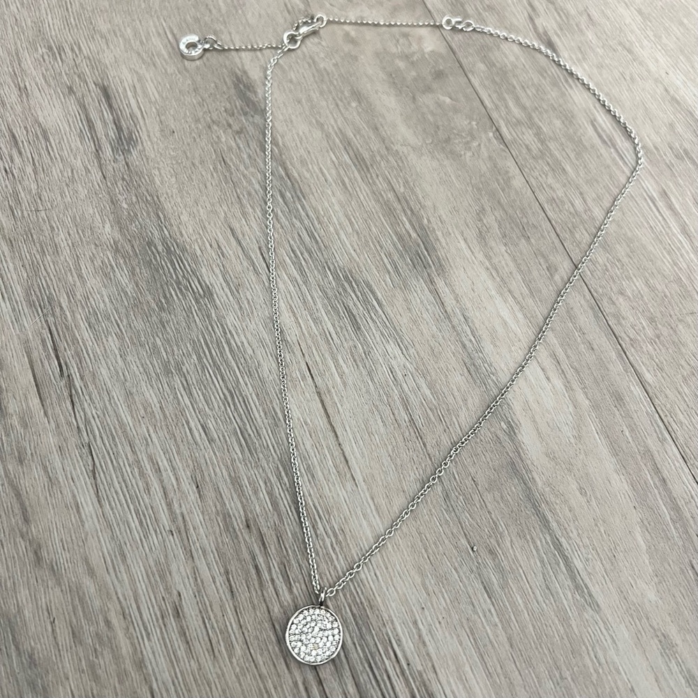 Anne Klein silver round pendant necklace